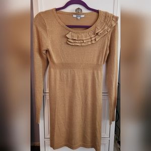 DKNY Gold Sparkle Ruffle Dress Size XL